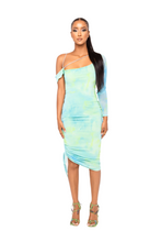 Load image into Gallery viewer, &#39;AQUARIUS&#39; Ruched Midaxi Mesh Dress
