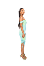 Load image into Gallery viewer, &#39;AQUARIUS&#39; Ruched Midaxi Mesh Dress
