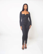 Load image into Gallery viewer, &#39;FELINE&#39; Contrast Jumpsuit in Black
