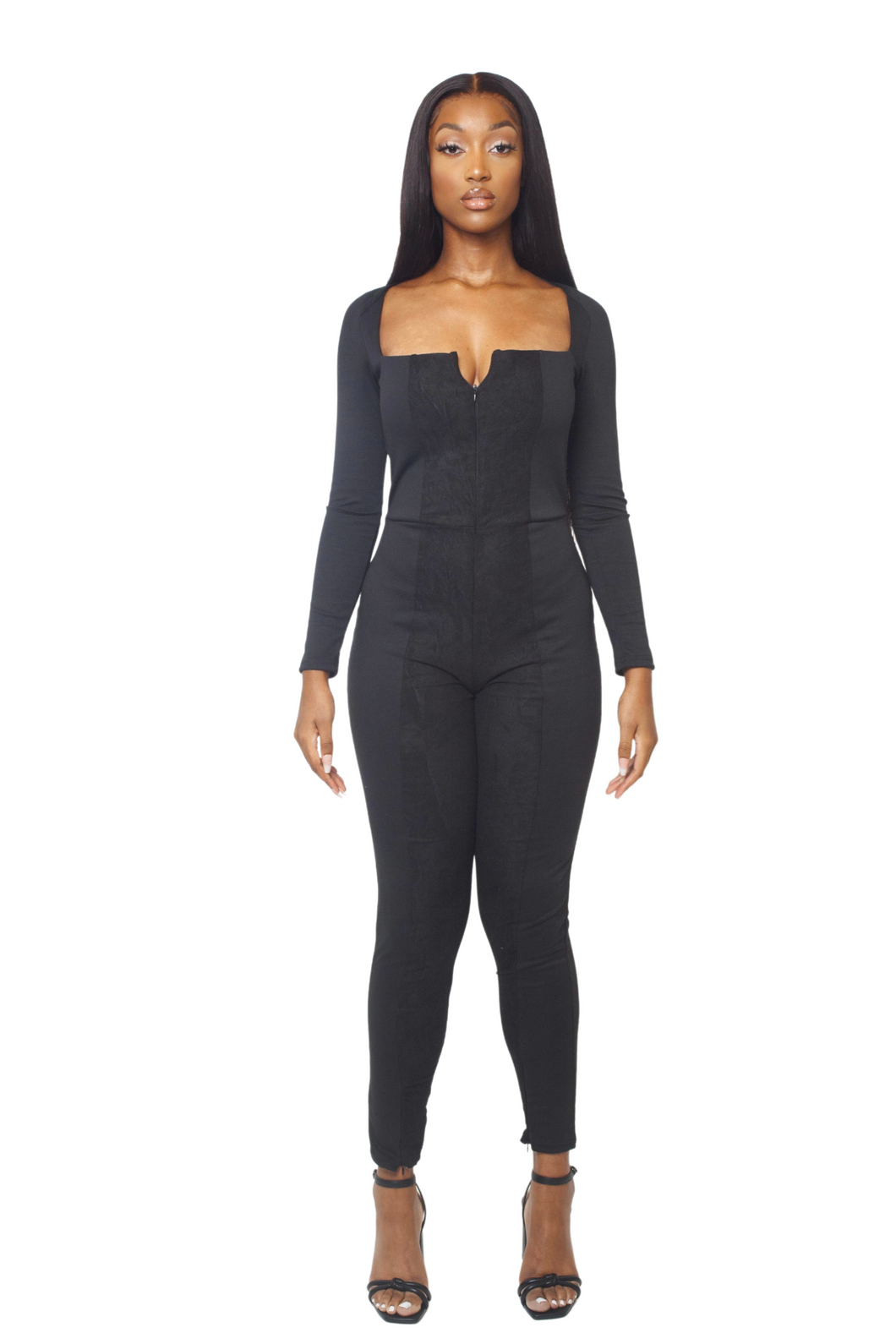 'FELINE' Contrast Jumpsuit in Black